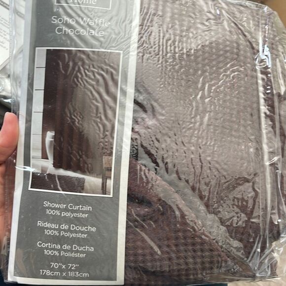 Famous Home Soho Waffle Chocolate Shower Curtain - Picture 1 of 2
